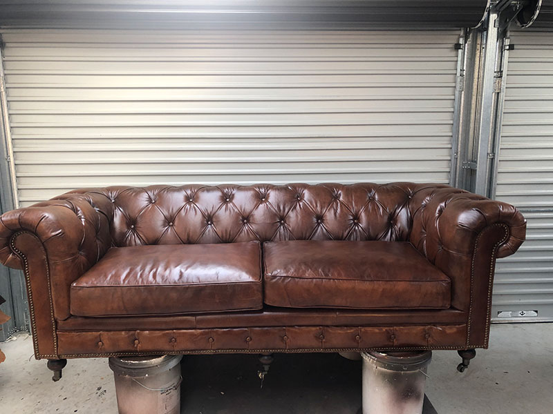 Recoloured leather couch