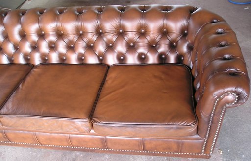 reconditioned leather couch close-up