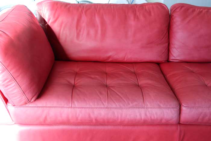 Red couch before starting