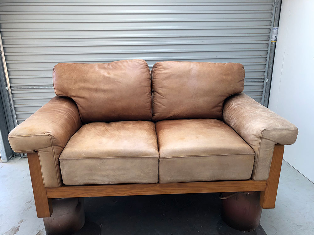 Faded Semi-Aniline Leather Couch