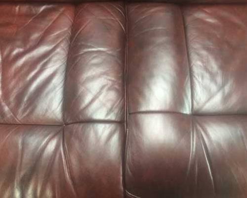 Colour Damaged Leather Couch Restored After