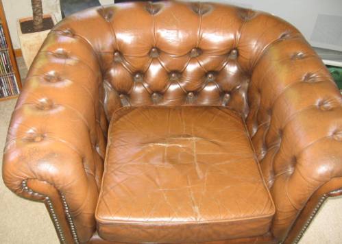 worn leather chair